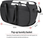 Pop Up Laundry Hamper，with Durable Handles collapsible laundry basket，Easy to Open and Fold for college Dorm,kids room，travel (Black)…