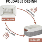 DULLEMELO Storage Baskets for Shelves, Small Fabric Storage Bins with Handles, Decorative Foldable closet storage baskets for organizing shelves(White&Grey, 2 Pack)