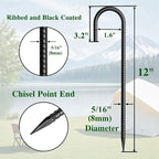 Rebar Stakes 12 Inch 20 Pack J Hook Ground Stakes Heavy Duty Chain Link Fence Stakes Galvanized Anchors Metal Tent Stakes for Wire Fencing Concrete Forming Trampolines Camping Canopies Shed Swing
