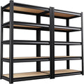 72”H*46”W Garage Shelving Heavy Duty Storage Shelves, 5-Tier Metal Adjustable Shelving Unit 2500LBS Utility Garage Organizer Shelf Rack for Pantry, Kitchen, Warehouse, Black, 2 Pack