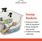 Spectrum Diversified 98977 Scoop Wire Basket, Vintage-Inspired Steel Storage Solution for Kitchen, Pantry, Closet, Bathroom, Craft Room & Garage, Single, Satin Nickel