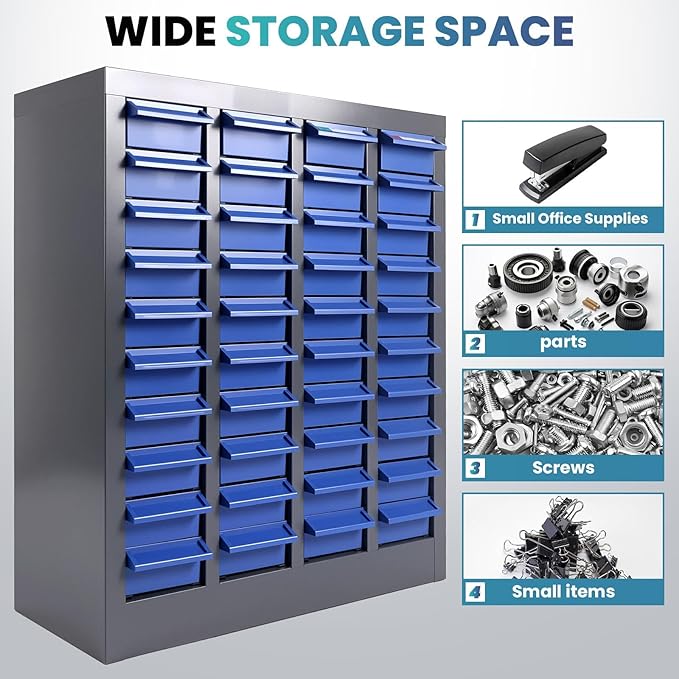 40 Drawers Parts Cabinet for Nuts, Bolts, Screws, Nut and Bolt Organizer with ABS Material Drawer, Bolt Bin Tool Storage Cabinet in Workshop, Garage, Office (40 Drawers)