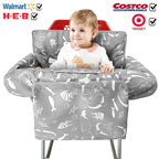 2-in-1 Shopping Cart and High Chair Cover for Baby, Padded Cover, Fold'n Roll Style, Portable with Carry Bag (Gray Seaworld)