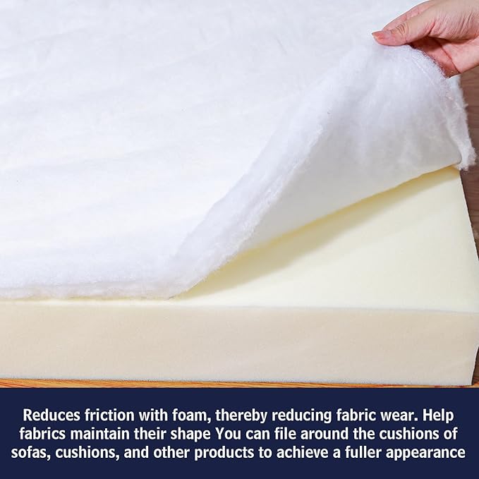 Dacron Polyester Cushions Wrap for Foam Padding, Batting for Upholstery,Quilt Batting by The Roll,200 GSM Upholstery Batting Medium Thick, Upholstery Batting, Cushions & DIY -48 inch * 5 Yards
