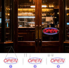 LED Open Sign 13.8"x5.9" for Shop/Bar/Salon Window/Door, Neon Open Sign, Colorful Strip, USB Powered, Transparent Backboard, Hooks/Screws/Chain