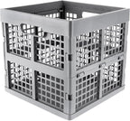 3-Pack Collapsible Plastic Storage Crates,Foldable Crates for Storage,16L (Grey)