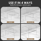 Clear Acrylic Kitchen Cabinet Risers Set of 2 - Anti-Slip Stackable Shelf Organizers, Space Saving Shelves for Counter Display & Spice Organization