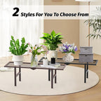 2 Pack Metal Plant Stand Outdoor Indoor, 1 Tier Folding Tiered Corner Flower Display Holder Shelf, Stackable Heavy Duty Multiple Plant Rack for Windowsills Patios Balconies, Brown