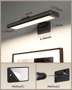EZVALO Picture Light for Wall, Rechargeable 2400mAh Battery Lights Wireless Remote, 3 Color & Dimmable Magnetic 8'' LED Lights Display for Painting, Living Room, Gallery, Bedroom, Dashboard(Black-3P)