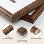 Natural Walnut 12x12 Picture Frames Mat to 8x8 Picture Display,Original Wood Handcrafted Poster Frame,Wooden Frame 12x12 with Tempered Glass Graduation Family Wedding Certificate Photo Wall Mounted