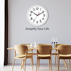 AKCISOT 14 Inch Wall Clock Silent Non Ticking Modern Wall Clocks Battery Operated, Analog Classic Clock Decorative for Bedroom, Kitchen, Home Office, Bathroom, School, Living Room (White)