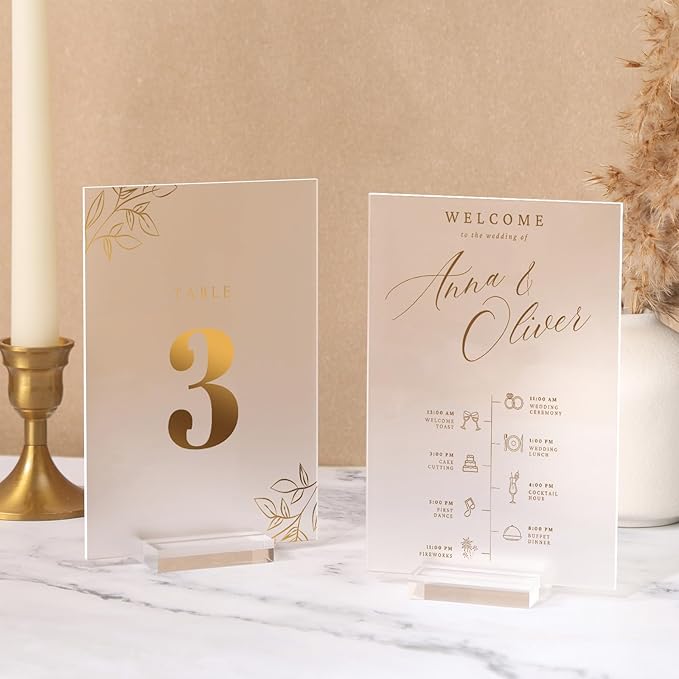 UNIQOOO 2" Clear Acrylic Stand | 10 Pack 2.8mm Slot Wedding Sign Holders, Perfect for Wedding, Table Number, Exhibition, Office, Restaurant, Business