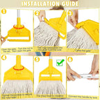 Looped End Commercial Industrial Mop Replacement Head, Heavy Duty String Wet Refill Mop Head for Commercial Industrial Grade Floor Cleaning,2 Pack,Yellow