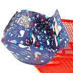 2-in-1 Shopping Cart and High Chair Cover for Baby, Padded Cover, Fold'n Roll Style, Portable with Carry Bag (Blue Whale)