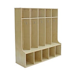 Factory Direct Partners Birch 5-Section Coat Locker with Bench, 10 Storage Cubbies and Coat Hooks; Durable, Sturdy Furniture for Home, Daycare, Preschool, Montessori Classroom