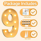 Marquee Numbers 3 Feet Tall Large Light Up Numbers 9th 90th On Cloud 9 Birthday Decorations Big Yellow Light Outdoor Anniversary Decorations Balloon Arch Kit Party Backdrop 9