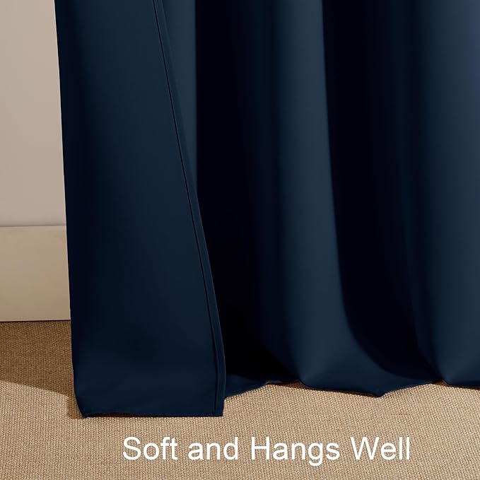 PONY DANCE Blackout Window Curtains - Rod Pocket Window Treatments Curtain Panels/Draperies Room Darkening Noise Reducing Home Fashion, Wide 42 x Long 72, Purplish Blue, One Pair