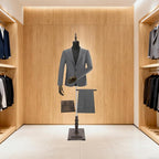 Male Clothing Display Racks, Height Adjustable Clothing Store Clothing Props with Stand and Solid Wood Arm, Male Mannequin Torso for Market Shop Window Display (Dark Grey)