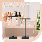 Kigeli 6 Pack Metal T Bar Earring Display Stand Retail Earring Display Holder Detachable Metal Earring Display Storage Rack Jewelry Photography Prop, Square Base, Height 4.3" and 5.1" (Black)