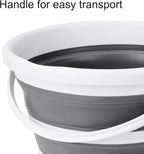 Eurow Indoor and Outdoor Collapsible Bucket with Handle, 10 Liters, 2.6 Gallons, Gray and White