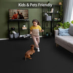 Peel and Stick Carpet Tiles, 12" x 12" Self-Adhesive Soft Floor Stickers,Black Easy Install DIY Rug for Kids' Room, Bedroom, Dining Room, 20 PCS (20 sq ft/Box)