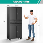 Metal Storage Cabinet with Wheels and Drawers,Rolling Garage Storage Cabinet with Locking Doors and Adjustable Shelves,73" Mobile Tall Large Metal Tool Cabinets with Locks for Home,Office,Garage
