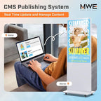 MWE 54 Inch Touchscreen Kiosk, Indoor Floor Standing Digital Signage, LCD Screen Advertising Display Totem, Interactive Display Poster Android System with Auto Media Player-White