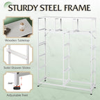 WLIVE Storage Organizer Unit with 11 Fabric Bins, Storage Drawers Organizer with Steel Frame, Tall Storage Tower Organizaton for Living Room, Hallway, Office, White