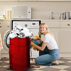 BATTOO Collapsible Laundry Baskets- Foldable Hamper for Laundry Extra Large Pop Up Laundry Hamper 107L with Long Straps Drawstring Clothes Hamper for Bathroom, Campout, Dorm or Travel Red