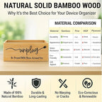 Bamboo Wood Phone Box – Unplug from Phones, Tablets, and Electronics for Study, Meetings, and Family Time, Phone Holder Organizer with Charging Holes, Farmhouse Style, Holds Up to 18 Phones-Wood