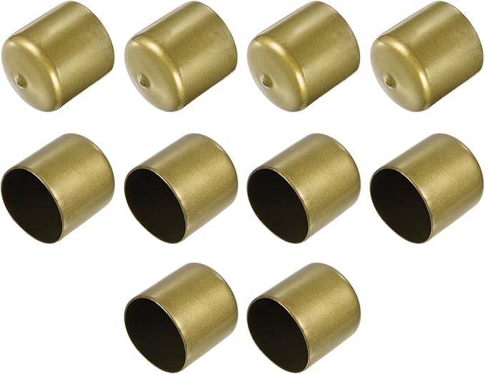 uxcell 10pcs Rubber End Caps 41mm ID Vinyl Round End Cap Cover Screw Thread Protectors Gold