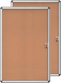 Mifuro 2 Pack 36"x24" Enclosed Bulletin Board, Lockable Weather-Resistant Aluminum Cork Noticeboard for School & Office, Silver Frame w/Cork