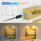 JUSHENG Battery Operated Picture Lights for Wall Brass 3CCT Dimmable Gallery Lights with Remote and Timer Wireless Painting Lights for Artwork, Display, Portraits 15.35'' Inch 3W