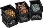 Akro-Mils 30210 AkroBins Plastic Storage Bins, Space-Saving Stackable Bins for Garage, Pantry, Craft Organization, 5" x 4" x 3", Black, 6-Pack