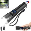 Magnetic Flashlights High Lumens Rechargeable, 990,000L High Lumens Super Bright LED Tactical Handheld Flash Light with 5 Modes, USB C, Zoomable Beam, Digital Power Display, IP76 Waterproof