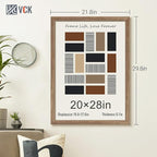 VCK 20x28 Picture Frame 5 Pack - Brown Walnut, Natural Textured Solid Wood Picture Poster Frame, Wall Gallery Frame