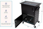 Line Leader Stellar AV Cart - Computer Cart with Customizable Pegboard & Hooks, Dual Locking Cabinets, UL Certified Power, Mobile Workstation with Locking Wheels, Ideal for Laptop & Charger Storage
