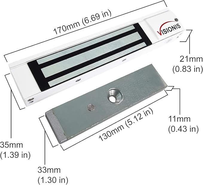 Visionis VS-VISML300LED-WH Indoor 300lbs White Electromagnetic Lock with LED Sensor for Door Access Control