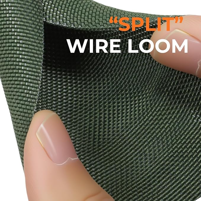1-3/16 inch Split Braided Cable Management Sleeve for USB Cable Power Cord Audio Video Cable, Wire Loom Cord Protector from Cat Dog Chewing (Dark Green, 10FT)