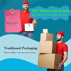 JinRuiKJ Poly Mailers with Handle 10x13 Inch 25 Pcs, Easy to Carry Packaging Bags for Small Business, Thank You Shipping Bags with Self Adhesive Strip, Tearproof and Waterproof - Pink