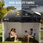 CROWN SHADES 10X10 Comercial Instant Canopy Pop Up Tent with Center Lock, 300D Fabric, 4 Sidewalls, Sto'N Go Bag, Black