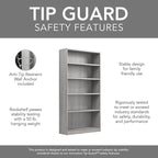 Bush Furniture Universal Tall 5 Shelf Bookcase in Platinum Gray, Vertical Storage and Display Bookshelf for Home Office or Living Room Organization