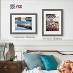 VCK 12x16 Picture Frame 5 Pack - Grey, High-End Wood Poster Frames with Tempered Glass, Display 8.5x11 Photo with Mat or 12x16 without Mat, Art Gallery-Quality, Wall Hanging, Grey
