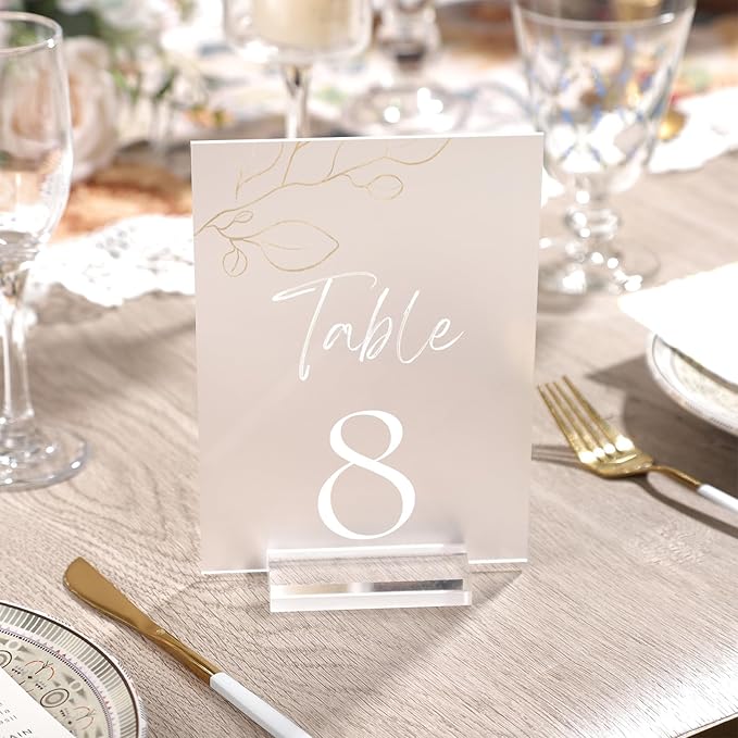UNIQOOO 3" Clear Acrylic Stand |60 Pack 3mm Slot Wedding Sign Holders, Perfect for Wedding, Table Number, Exhibition, Office, Restaurant, Business