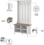 Bush Furniture Salinas Hall Tree with Shoe Storage Bench in Shiplap Gray and Pure White, Multi-Purpose Home Organizer, Entryway Solution with Seating and Hooks