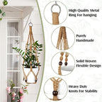 Hoteam 12 Pcs Macrame Plant Hangers Macrame Hanging Planters for Indoor Plants Handmade Boho Hanging Baskets Flower Pots Holder for Outdoor Home Wall Decor