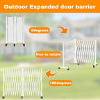 TSAYAWA Retractable Fence Outdoor, 216" Wide Expandable Driveway Gate for Dogs, Aluminum Portable Retractable Barricade for Garage, 18 Feet Expanding Security Gate with Casters, Rotatable, White