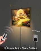 Brass Picture Light Plug in LED Picture Lights for Wall 3000K Warm White Picture Frame Light with Remote Control & Timer Dimmable Picture Lights Art Lighting for Paintings Wall Display Gallery