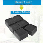 Bed Risers 1 inch, 2 inch, 3 inch, 4 inch Heavy Duty, Adjustable Furniture Riser for Table Desk Couch Sofa Chair Recliner Leg Frame Dorm, Stackable Bed Raisers Blocks (Black 6 Pack, 2 inch)