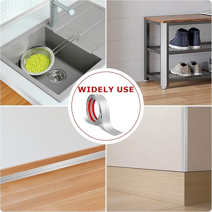 Flexible Wall Corner Protector Moulding Trim Peel and Stick Wall Corner Guards Edge Protector Self Adhesive Wall Molding Trim Strip for Wall Edge Corner Ceiling (Silver, 2.4 in x 10 Ft)